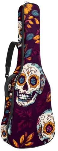Day of The Dead Gitarrentasche mit Kakteen-Motiv, gepolsterte Gitarrentasche, schützende Akustikgitarre, Gigbag für E-Bass, Konzertgitarre, Mehrfarbig 04, 42.9x16.9x4.7 in, Lässiger Tagesrucksack