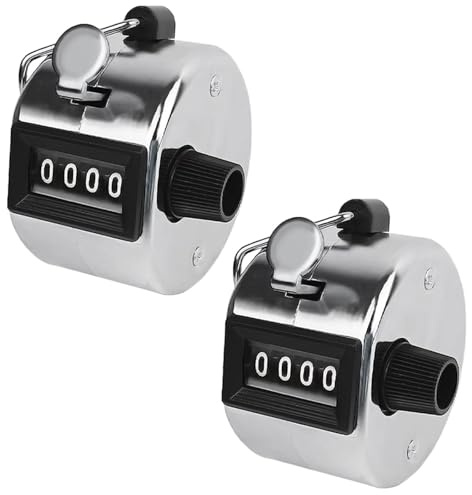Fogcosy 2 PCS Clicker Counter - 4-Digit Number Count, Metal Hand Tally Counters Clicker for Counting, Golf Scoring, Used for Counting Golf and Sports Activities