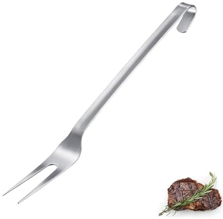 Westmark Meat Fork Pro – Forchettone da carne in acciaio inossidabile con denti lunghi e ganci per appendere – Perfetto per grigliare, arrostire e cucine professionali – Argento, 38 cm