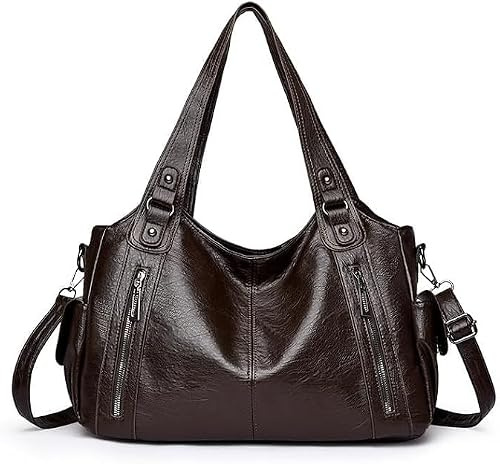 Starnearby Sac a Main Femme Cours, Sac Épaule Lycee Vintage PU | Sac City Bag Tendance, Sac de Cours Fourre-tout Femme, Slouchy Hobo Bag pour Université, Travail, Shopping, Voyage