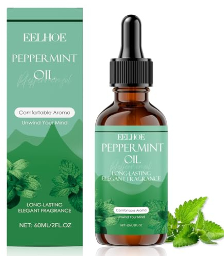 Pfefferminzöl Ätherisches Öl, 60ML Ätherisches Pfefferminzöl, Reines NatürlichesPfefferminzöl, Peppermint Oil, Peppermint Essential Oil Diffuser, für Diffusor, Sauna, Aromatherapie, Massage, Bad