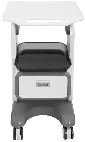 Laborwagen Medizinwagen mit 2 Ablagen, Mobilwagen Kosmetikwagen aus ABS Material, Arbeitswagen Aufbewahrungswagen mit 4 Rpllen, Medizinischer Wagen für Labor, Kosmetik, Salon, Tragfähigkeit 60kg