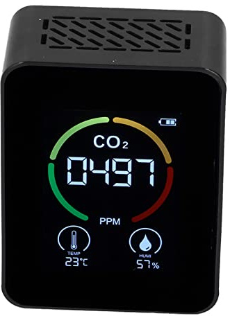 Qcwwy Co2 Monitor, Abs Material, Infrared Detection, Real-Time Air Quality Measurement, Ideal For Home Office Kitchen (Black)
