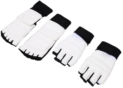 SUNGOOYUE Taekwondo- mit Fußschutz-Set, Sparring-Ausrüstung aus PU-Leder mit Stoßdämpfung für das Training von Erwachsenen Im Kampfsport, Muay-Thai-Kickboxen (L)