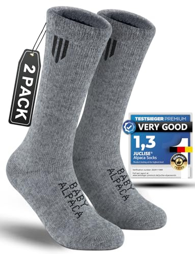 Juclise Alpaca Wool Heavyweight Thermal Boot Socks Hunting Hiking Working Thick Cold Weather Cushioned (Large Pale Gray)