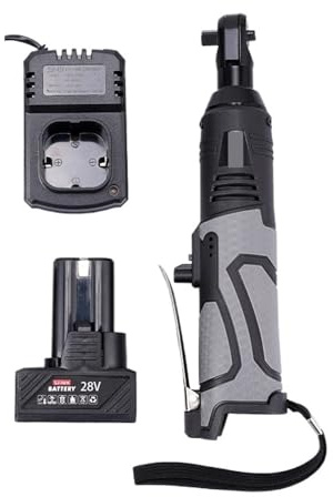 55N. M Electric Wrench Angle Drill Screwdriver 3/8''90 Degree Cordless Ratchet Scaffold with 1/2 Lithium Ion Battery Impact Powerful Efficient Performance(1 Battery)