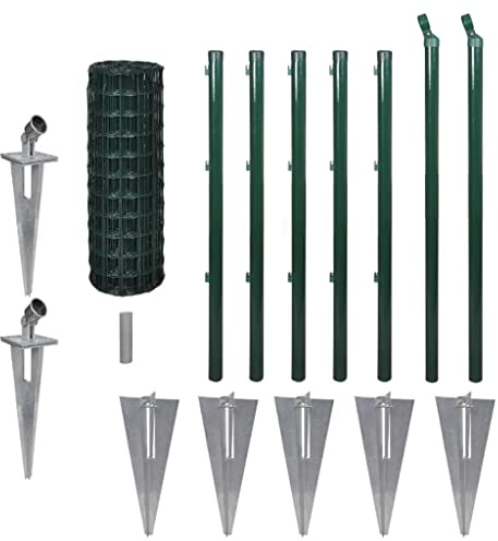 vidaXL Maschendrahtzaun Set 10x0,8m Stahl Grün Maschendraht Gartenzaun Zaun