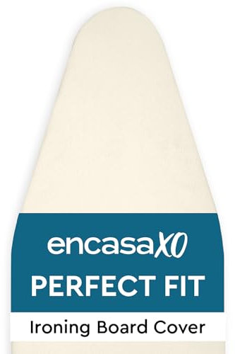 Encasa XO Ersatzbügeltischbezug mit extra dickem 4-mm-Filzpolster - Natürlich - einfarbig Baumwolle, elastisch, (Passt zu Large Standardbrettern von 125x39 cm) Wärmereflektierend