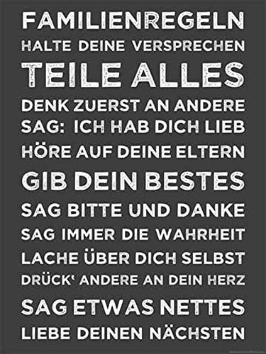 empireposter Motivational - Familienregeln Zitate Sprüche Motivations Poster, Druck, Poster - Grösse 60x80 cm + 2 St Posterleisten Holz 61 cm