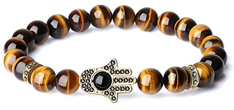 COAI Hamsa handskydd stenarmband för män kvinnor, 6 5 inch, Sten