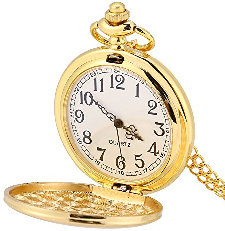 Exblue 3Colors Classique Quartz Analogique Lisse Montre de Poche Collier Pendentif avec Chaîne(Or)