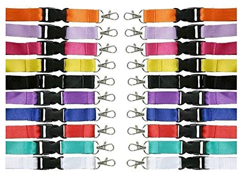 Waizmann.IDeaS® 10x Schlüsselband Umhängeband Lanyard 20mm mit Karabinerhaken unbedruckt für Ausweise Autoschlüssel Zugangskarten