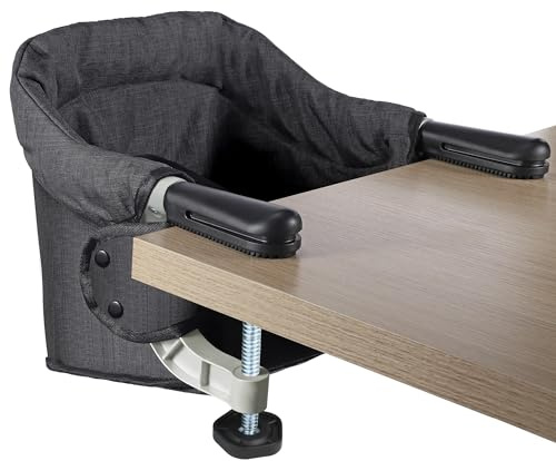 Toogel Babybordsstol, bärbar pilotstol med säkerhetssele, barnstol för bord med bärväska för hem och resor (svart)