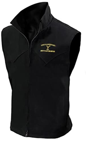 Kevin Costner Yellow TV Series Stone John Dutton Black Cotton Vest Mens Gilet