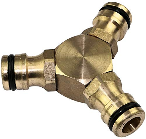 AERZETIX - Conector racor 1/2'' a 3 vías en Y para manguera de riego - adaptador/separador rápido para 3 mangueras de jardín - acero latón - C47459