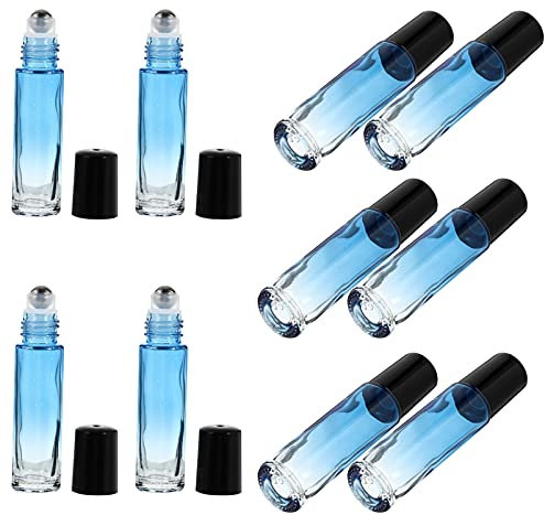 Lurrose 10stücke Roll Flaschen Gradienten Glasbehälter Für Ätherische Öle Parfums Und Hautpflegeprodukte Praktische Tragbare Flaschen Für Unterwegs Mit Schwarzem Deckel