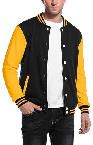 COOFANDY Men's High School Letterman Bomber Style Baseball Jacket College Bomber Jacket