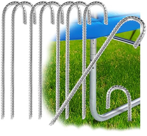 COM-FOUR® 8X ancrages au Sol XL en Acier Massif, 38 cm, Ø 1 cm - galvanisés, Stables, inoxydables, pour tentes, Pavillons, Trampolines et châteaux gonflables