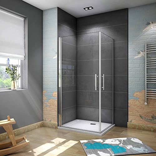 AICA cabine de douche 100x90x180cm cabine de douche battante Hauteur 180cm verre 6mm anticalcaire