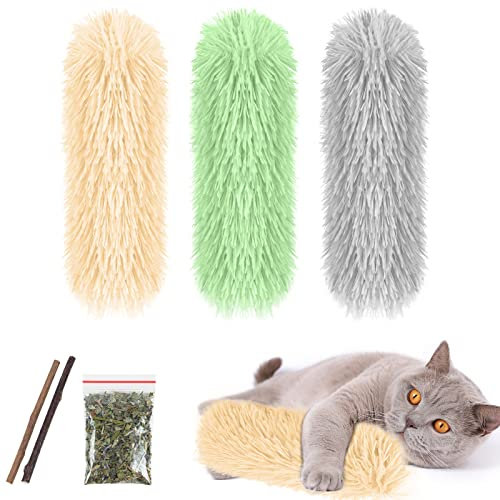 vsshe Katzenminze Plüsch Spielzeug,3 x katzenspielzeug+2 x Katzenminze Sticks für Katzen Spielzeug für Indoor-Kätzchen Zahnreinigung Interaktives Katzenspielzeug für Kleine Katzen