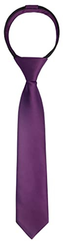 Alizeal Corbata ajustada con cremallera de 6 cm para niños, color liso, 067-Morado Oscuro, Talla única