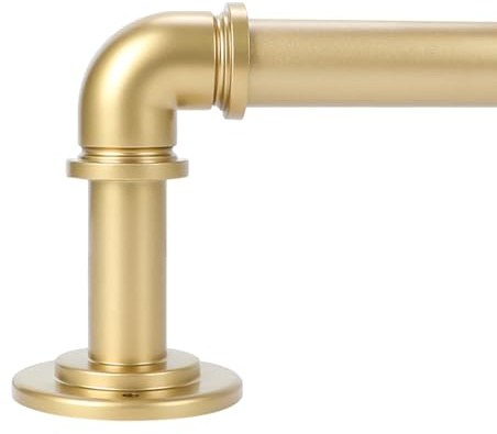 OLV Goldene industrielle Gardinenstangen für Fenster, 168 bis 300 cm, 2,5 cm Durchmesser, Verdunkelung, verstellbar, strapazierfähig, für drinnen und draußen