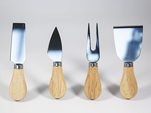 The Olive Home Personalised Cheese Knives, Set of 4, Wooden Cheese Cutters, Handmade Cheese Spreaders, Custom Kitchen Utensils, Cheese Lover Gift