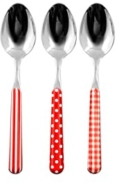 Home Provence Set 6 Teelöffel aus Edelstahl, Dekor rot