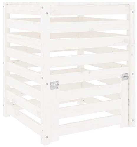 vidaXL Compostiera Bianca 63,5x63,5x77,5 cm in Legno Massello di Pino