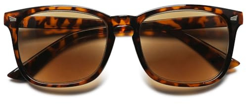 MAGIMODAC Damen Herren Lesebrille Rechteckige Sonnenlesebrille Getönte Lesesonnenbrille UV-Schutz Lesebrillen mit Sonnenschutz Tortoiseshell +3.00