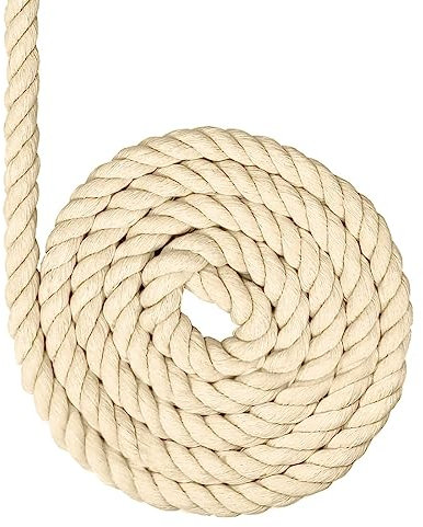 SJBAUTYO Filo in Cotone Beige, Naturale,Corda Macrame Intrecciato, Canapa per Maglieria Artigianato Fai-da-Te(10mm,4m)