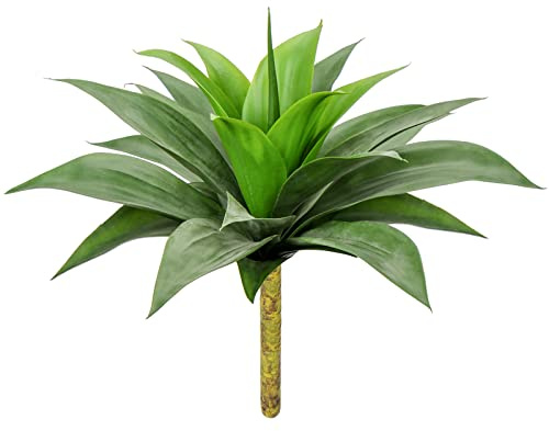 Hollyone Sukkulenten Künstliche Pflanzen Deko 61cm, Agave Pflanze Faux Sukkulente Kunstpflanze, Sukkulente Deko Aloe Yucca Vera, Plastik Pflanzen für Haus Wohnzimmer Deco Büro Küche Fenster