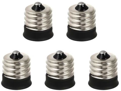 Housoutil E17 to E14 Lamp Socket Base Adapter, 5PCS LED Lamp Socket Adapter for Incandescent Bulbs, Halogen Energy Saving