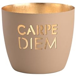 Windlicht Madras Carpe Diem Eisen Höhe 8,5 cm Sandstone Gold