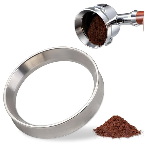 Tissting Kaffee Dosierring 57,5 mm Universelle Filterkorb Siebträger 304 Edelstahl Magnetischer Espresso Dosiertrichter Kaffeedosierring für Kaffeemaschinen Silber