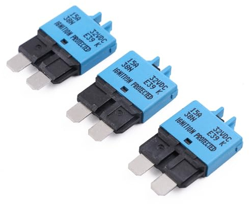 Gloaso 12V 24V Manueller Reset Sicherungsschutzschalter Low Profile ATC 15A Leistungsschalter 12 Volt - 32V DC, 15 Amp Circuit Breakers Manuell zurücksetzbar, 3-Pack