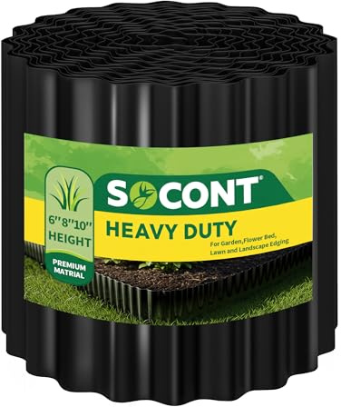 SOCONT Corrugated Metal Garden Edging, 6×40Ft Durable Landscape Border for Garden, Lawn, Flower Beds and Paver Edging (Black)