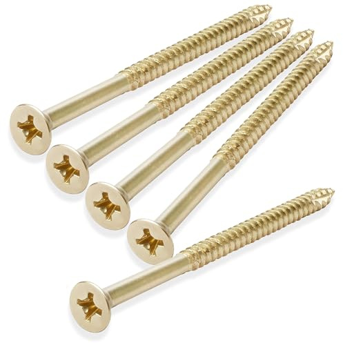 Cauldham Bright Brass Wood Screws #9 x 3 Inch for Door Hinges - 25 Pack