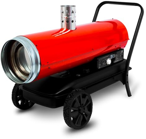 EBERTH Heizkanone 50 kW Indirekt, Heizgebläse Diesel/Öl mit Abgasrohr, Thermostat, Luftdurchsatz 1400 m³/h, 50 L Tank, Ölheizgebläse mit Überhitzungsschutz, Flammensicherung, Ölheizung, Dieselkanone