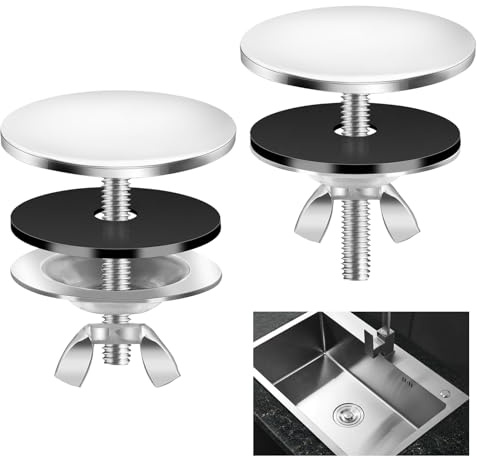 2Pcs Kitchen Sink Hole Cover Faucet Hole Cover 2'' Stainless Steel Kitchen Sink Tap Hole Plate Stopper Cover Blanking Metal Plug