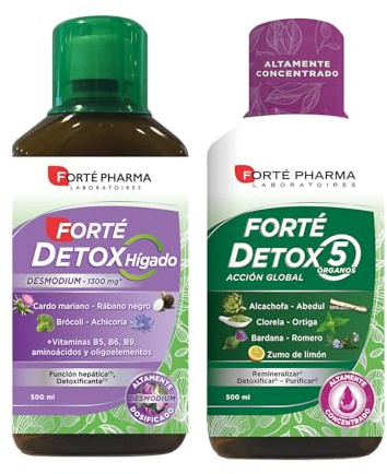 Dúo Detox Vital: Forté Detox Hígado y Forté Detox 5 Órganos - Purifica tu cuerpo con plantas y nutrientes esenciales. ¡Bienestar en cada gota! | Combina una acción específica sobre el hígado con una acción depurativa global sobre los órganos de eliminación del organismo