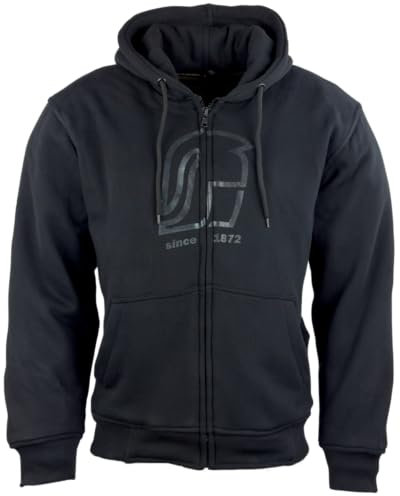 Sweat à capuche de moto avec aramide et protections - Veste de moto pour homme et femme - Noir, Noir , XS