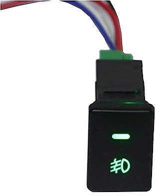 HSENY Gelb/grüner Druckschalter for Nebelschlussleuchte, 4-Draht-Taste, passend for Toyota, passend for Camry, passend for Prius, passend for Corolla, passend for Nebelscheinwerfer, passend for Schalt