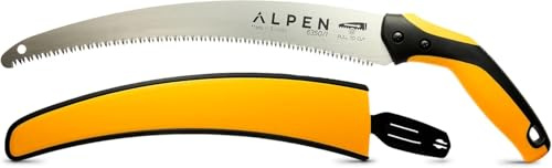 Alpen Swiss Tools Gebogene Säge 6350 – Klappsäge mit Zug 350 mm, Schnittleistung 160 mm, impulsgehärtete Zähne, Gürteletui, Wechselklinge