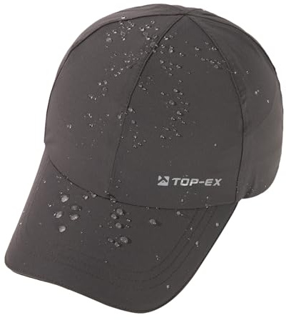 TOP-EX Mens Waterproof Baseball Cap for Running Golf - Sun Rain All Weather Protection UV Reflective Breathable Outdoor Hat Dark Grey M/L