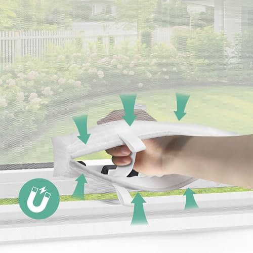 REDTRON DIY Fenstergitter mit magnetischer Öffnung (1 Stück, weiß), 150 * 180cm Selbstklebendes Fliegengitter für Fenster mit magnetischer Öffnung, verstellbares Moskito-Fensternetz