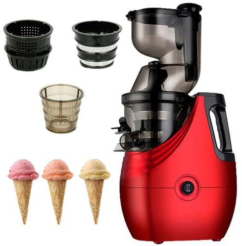 pedenencelia 150w Cold Press Juicer,Slow Masticating Juicer Machine-Household With Reverse Function,50rpm,96% High Juice Yield,Bpa Free For Juice, Ice Cream-Easy To Clean,Red