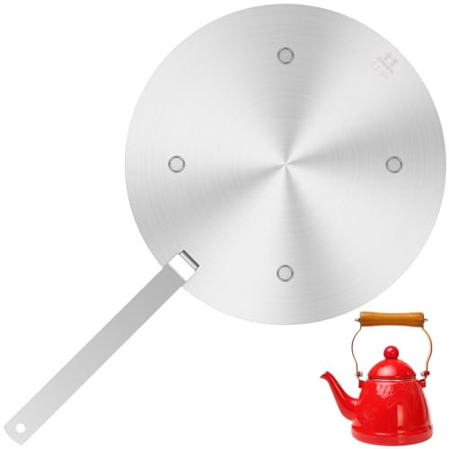 Adaptateur Induction 16cm 20cm 24cm Adaptateur Plaque Induction avec Poignée Amovible Diffuseur de Chaleur pour Gaz Alliage d'Aluminium Supraconducteur pour Casserole Moka Pot Pot Verre (Argent 20cm)