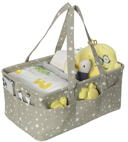 Navaris Wickeltasche Organizer mit 10 Fächern - Praktischer Baby Wickelorganizer - Windel Organizer - Wasserabweisendes Innenfutter - Windel Caddy mit Tragegriffen - Wickel Organizer