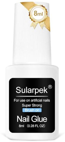 Sularpek 8ml Strong Nail Glue, Acrylic Nail Glue, Quick Dry Super Strong Nail Tip Adhesive Bond Glue, Nail Adhesive Glue for Fake Nails, for Applying Artificial Nail Tips Manicure Supplies